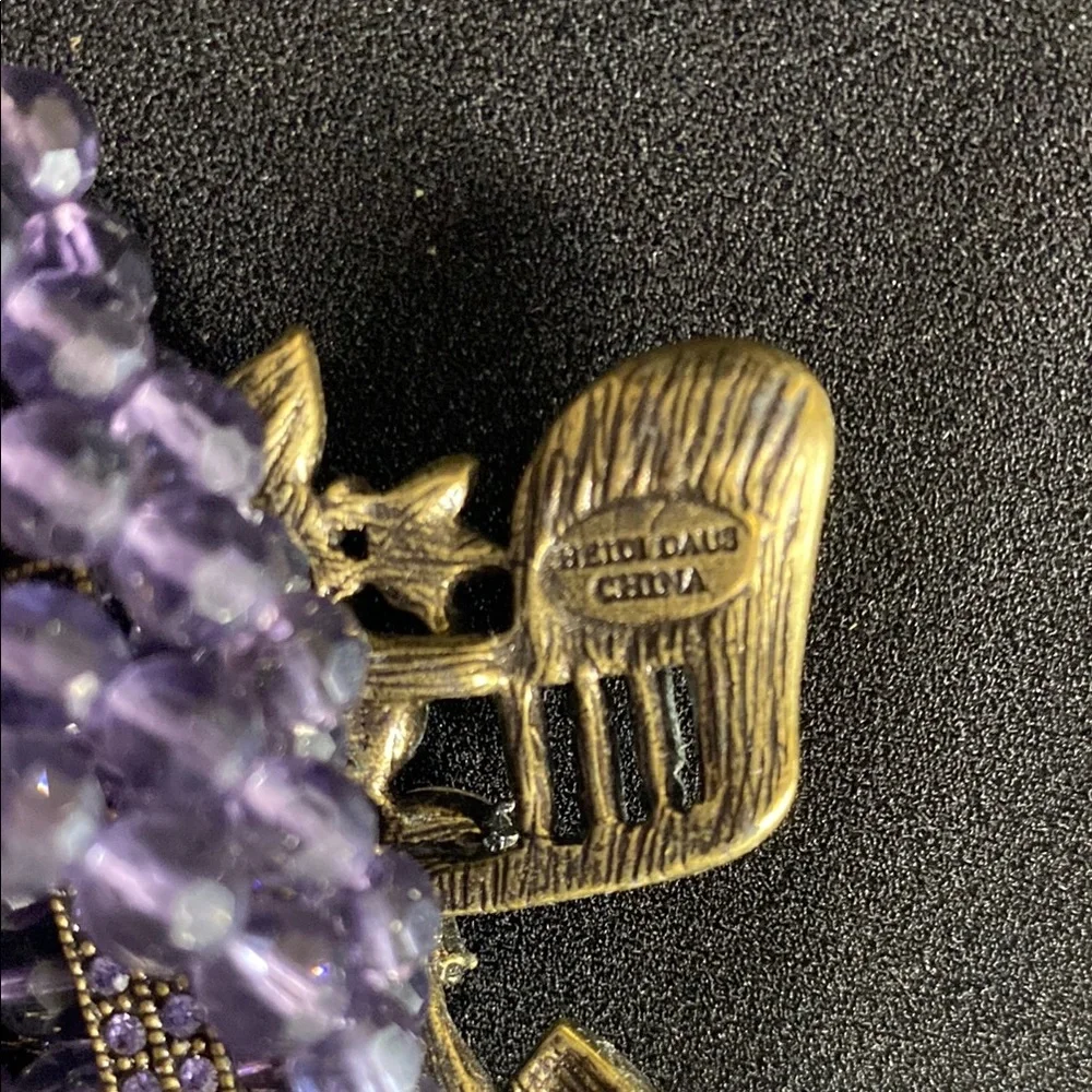 Heidi Daus Purple and Gold Necklace with Ornate Centerpiece - Picture 3 of 5
